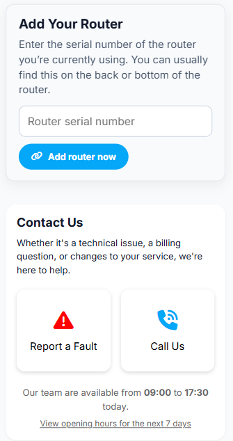 My Home Telecom App - set up my router screen